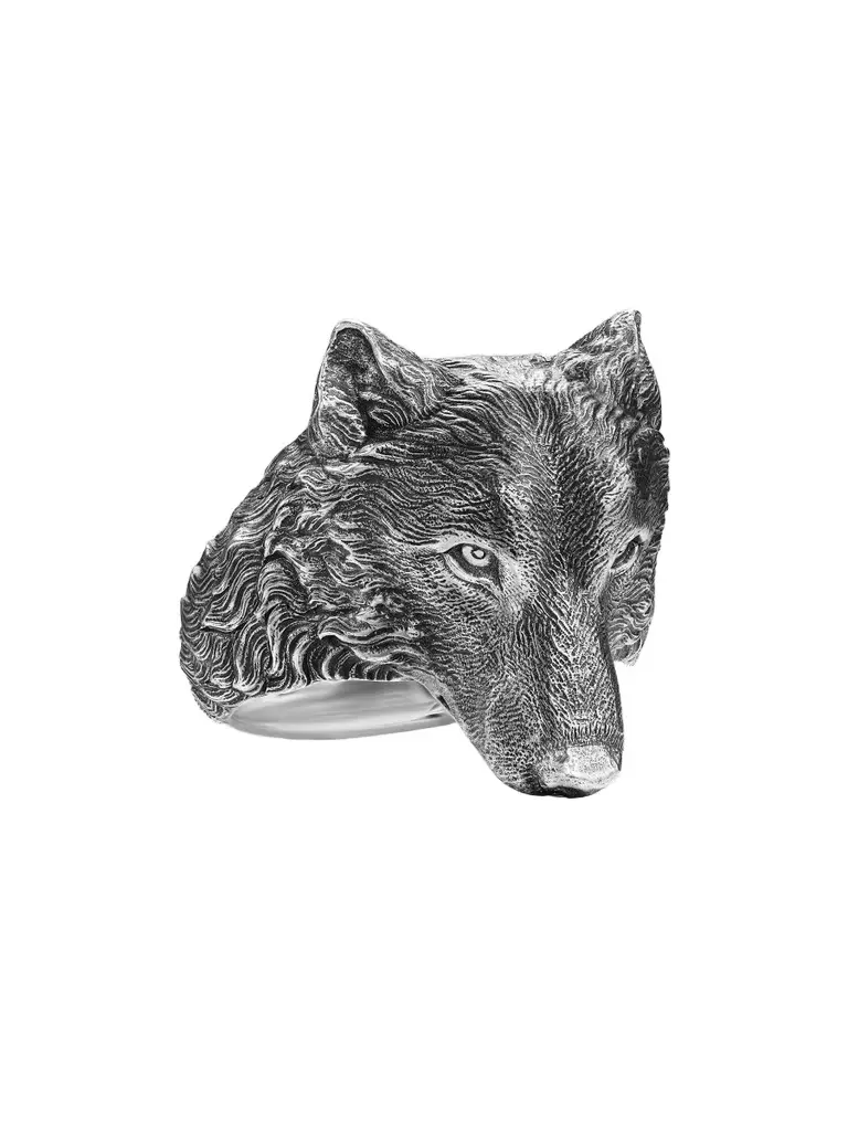 David Yurman Men's Petrvs Wolf Signet Ring in Sterling Silver, 25MM