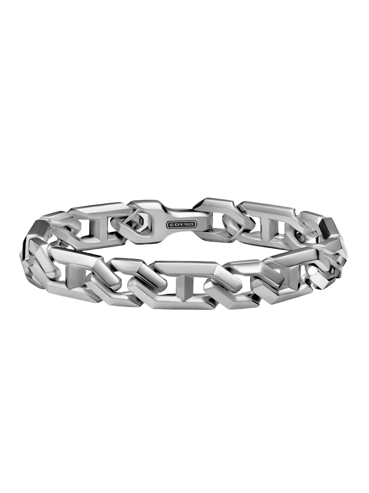 David Yurman Men's Faceted Angular Curb Chain Bracelet in Sterling Silver, 11.5MM
