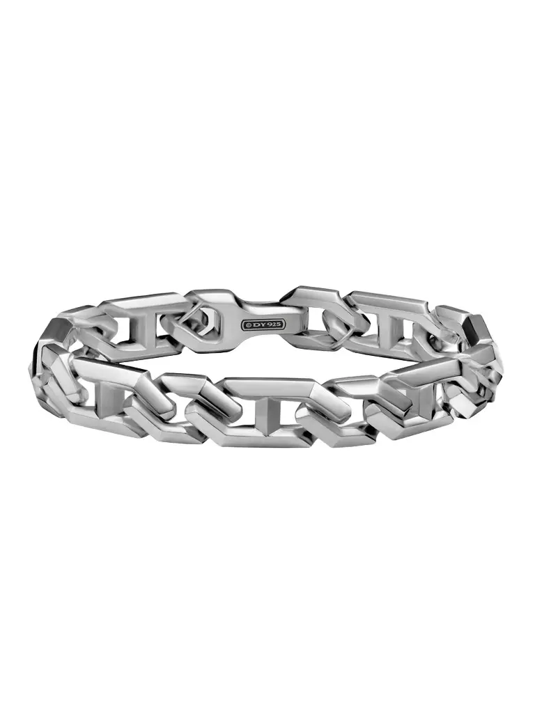 David Yurman Men's Faceted Angular Curb Chain Bracelet in Sterling Silver, 11.5MM