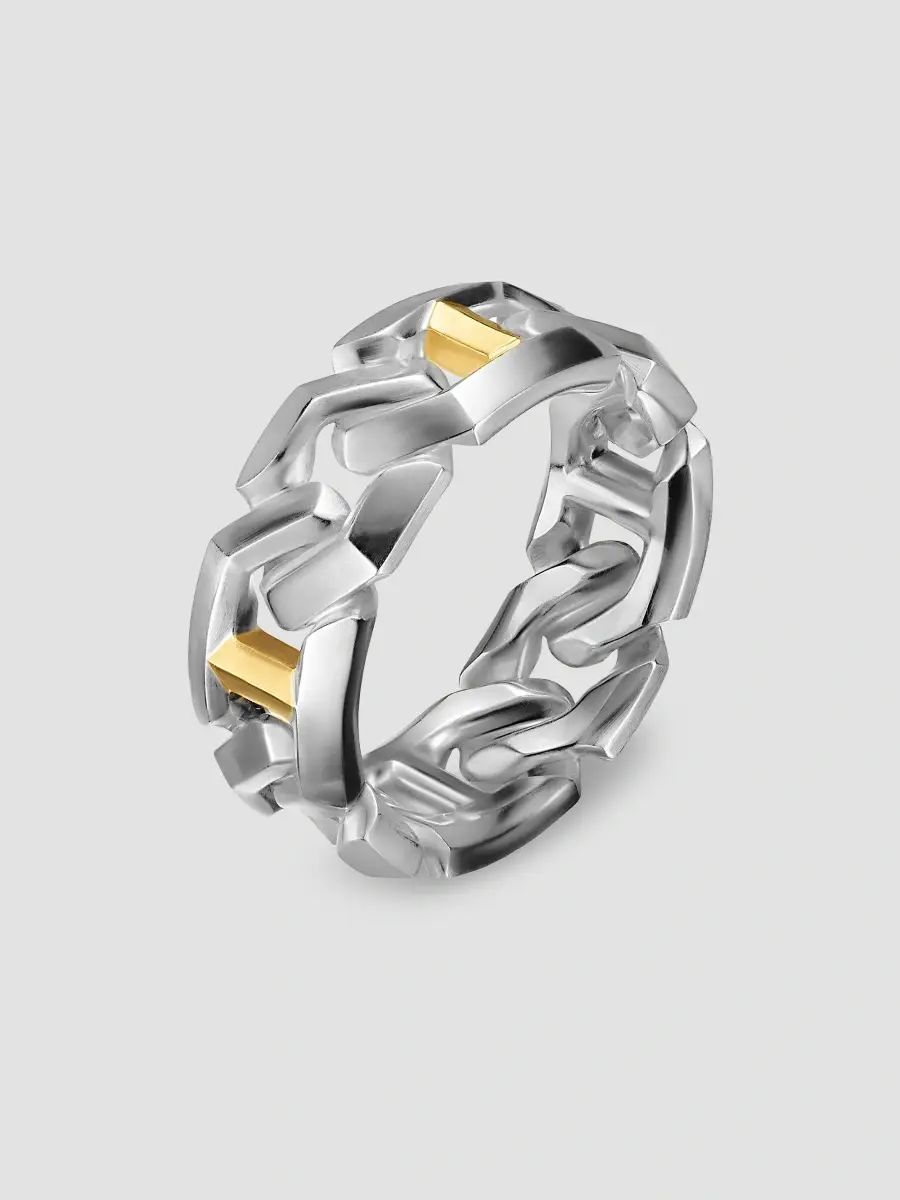 David Yurman Men's Angular Curb Chain Band Ring in Sterling Silver - Silver | Thumbnail 3 David Yurman Men's Angular Curb Chain Band Ring in Sterling Silver - Silver | Thumbnail 3