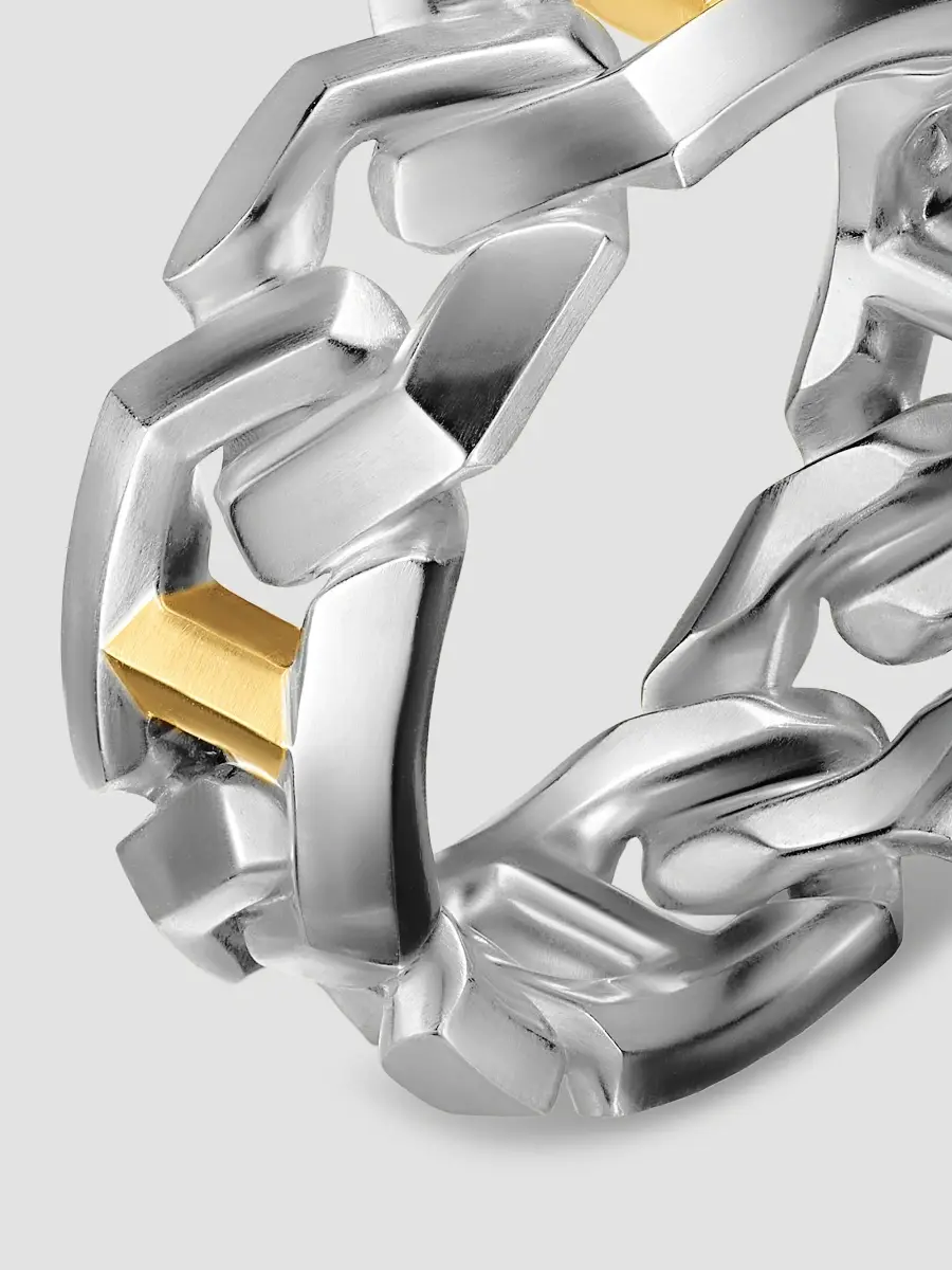 David Yurman Men's Angular Curb Chain Band Ring in Sterling Silver - Silver | Thumbnail 5 David Yurman Men's Angular Curb Chain Band Ring in Sterling Silver - Silver | Thumbnail 5
