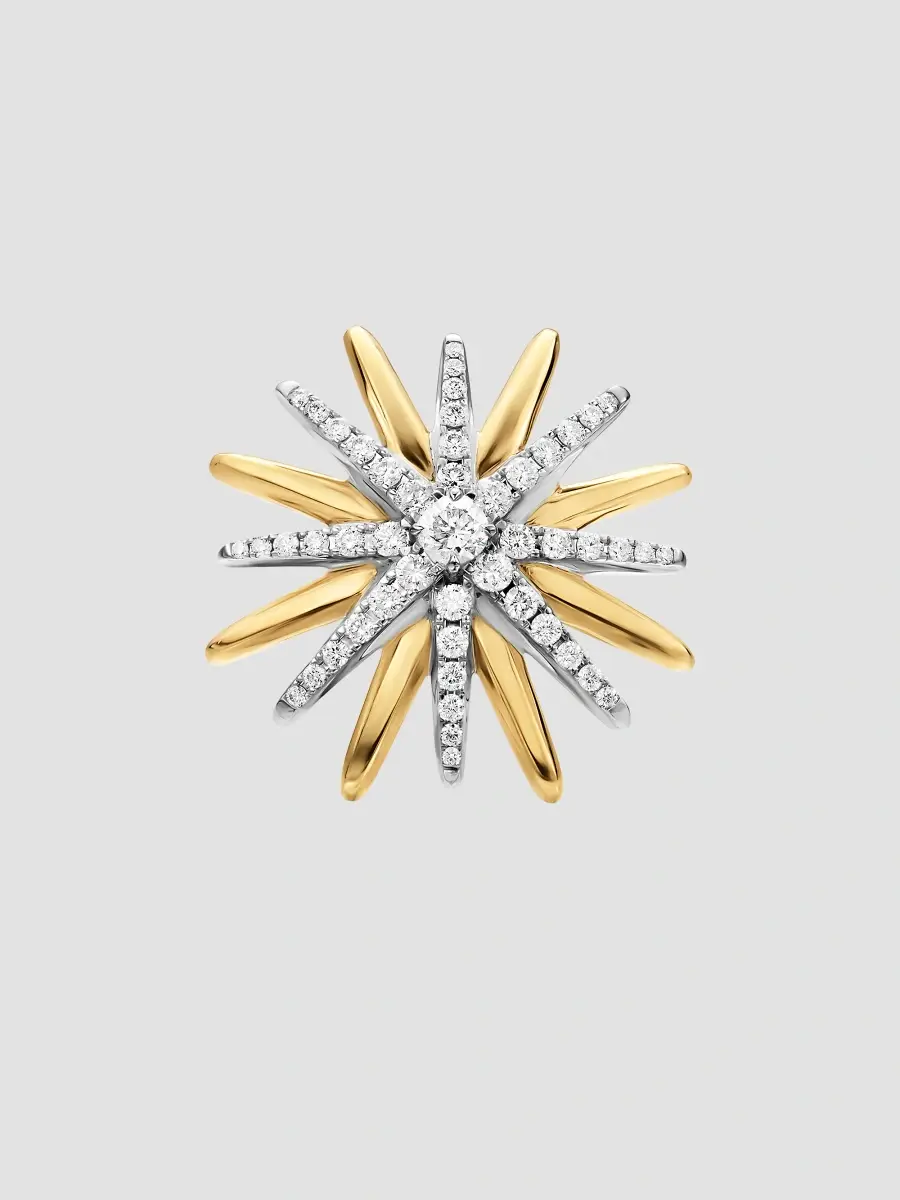 David Yurman Women's Starburst Stud Earrings in Sterling Silver with 18K Yellow Gold with Diamonds, 19MM - Silver Multi | Thumbnail 3 David Yurman Women's Starburst Stud Earrings in Sterling Silver with 18K Yellow Gold with Diamonds, 19MM - Silver Multi | Thumbnail 3
