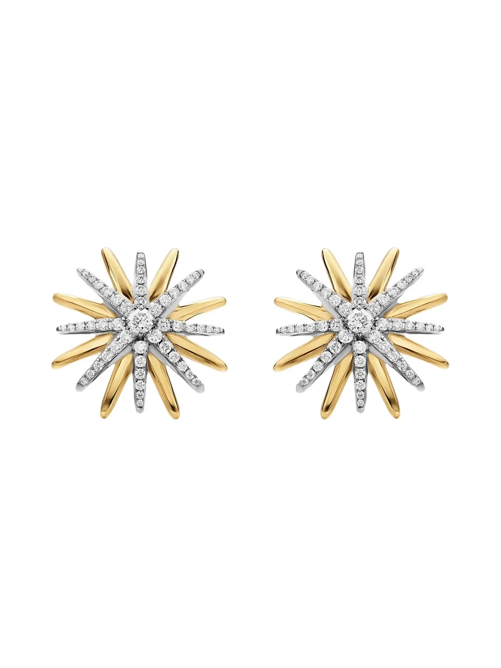 David Yurman Women's Starburst Stud Earrings in Sterling Silver with 18K Yellow Gold with Diamonds, 19MM - Silver Multi