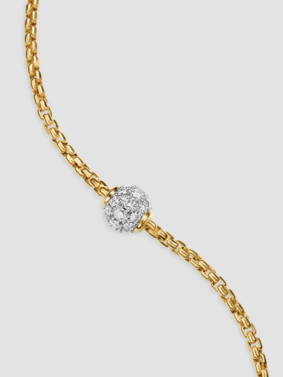 David Yurman Women's Pavé Bead Box Chain Necklace in 18K Yellow Gold | Thumbnail 3 David Yurman Women's Pavé Bead Box Chain Necklace in 18K Yellow Gold | Thumbnail 3