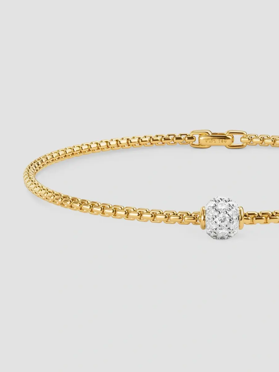 David Yurman Women's Pavé Bead Box Chain Bracelet in 18K Yellow Gold | Thumbnail 4
