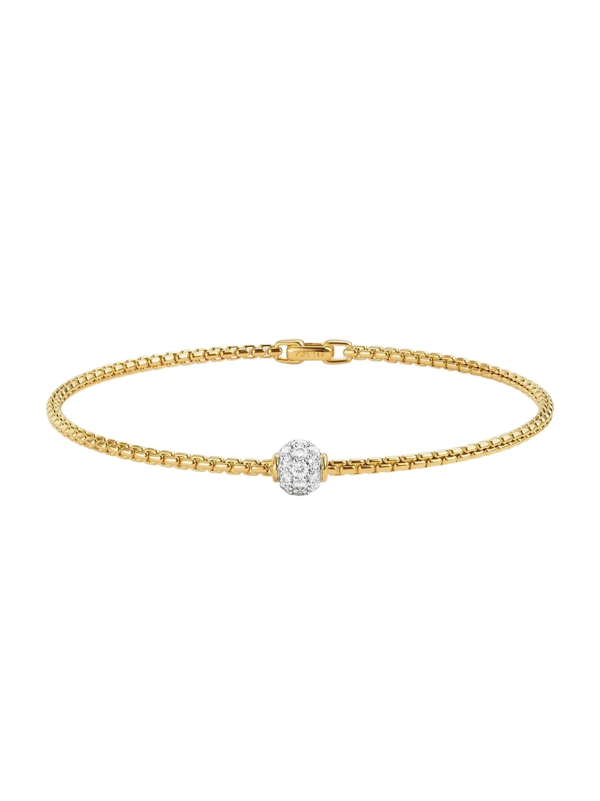 David Yurman Women's Pavé Bead Box Chain Bracelet in 18K Yellow Gold