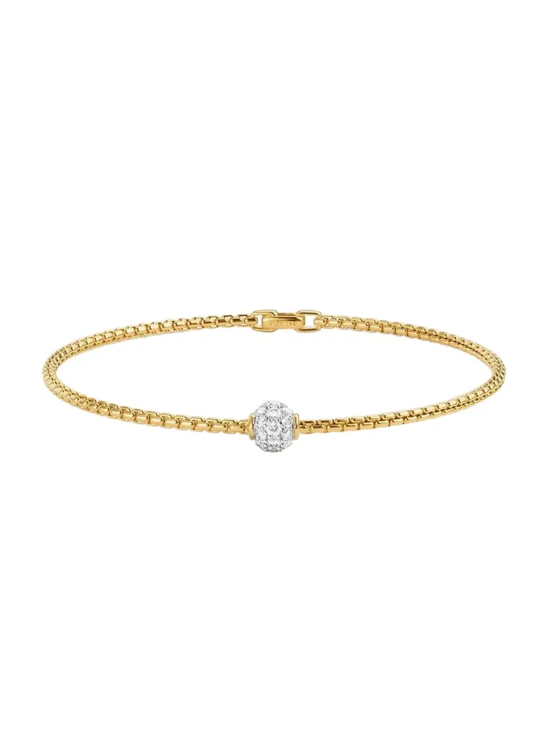 David Yurman Women's Pavé Bead Box Chain Bracelet in 18K Yellow Gold