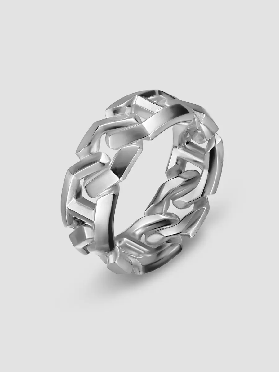 David Yurman Men's Angular Curb Chain Band Ring in Sterling Silver, 8.7mm | Thumbnail 3