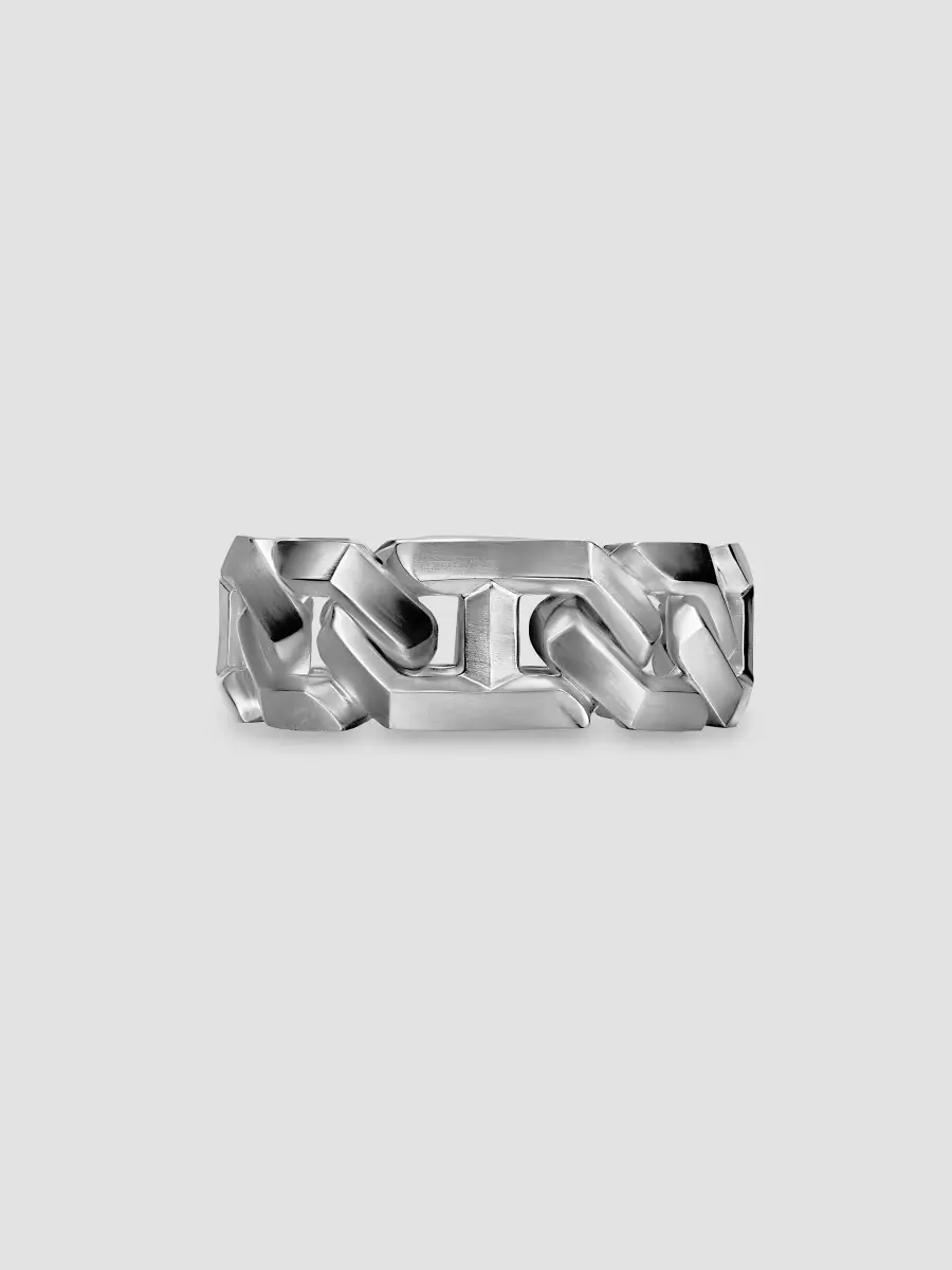 David Yurman Men's Angular Curb Chain Band Ring in Sterling Silver, 8.7mm | Thumbnail 4