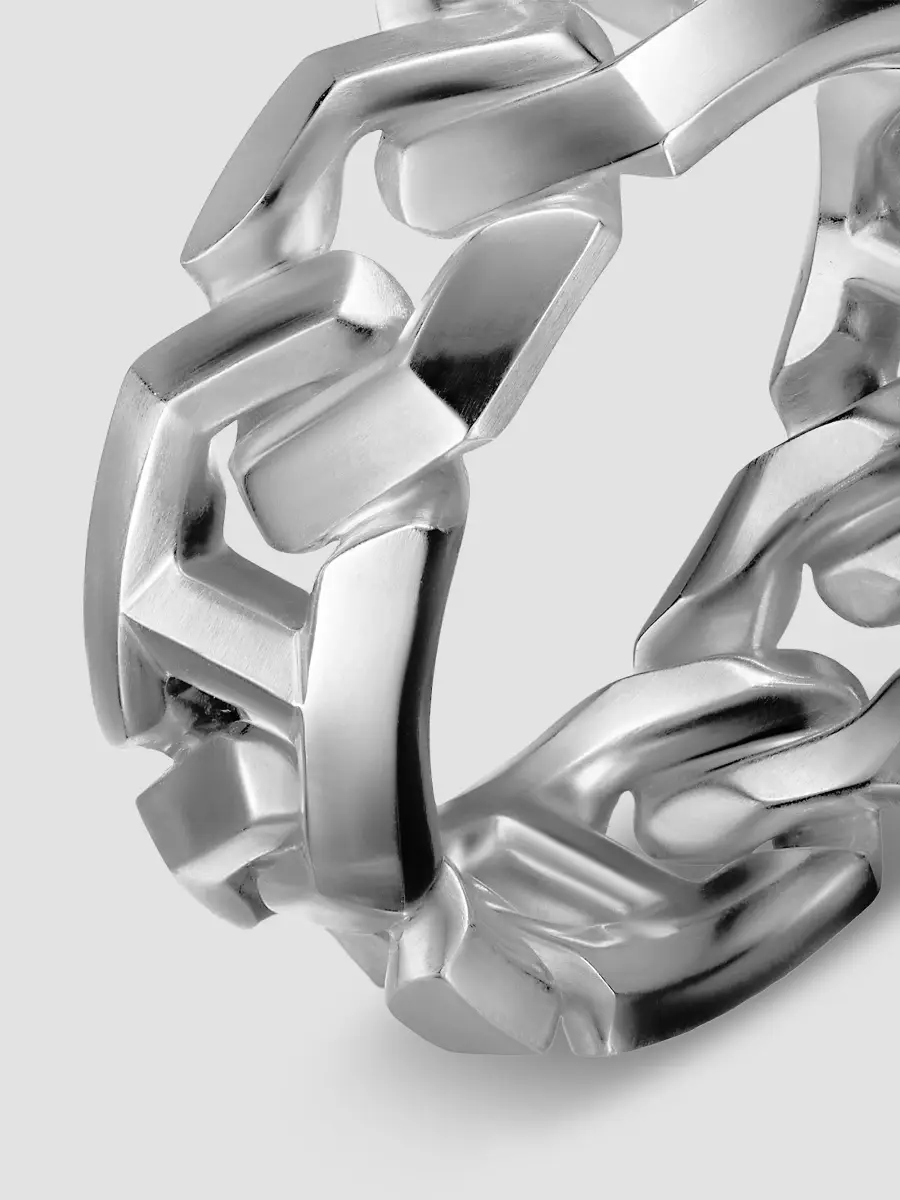David Yurman Men's Angular Curb Chain Band Ring in Sterling Silver, 8.7mm | Thumbnail 5