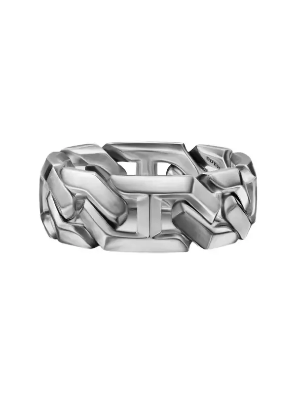 David Yurman Men's Angular Curb Chain Band Ring in Sterling Silver, 8.7mm