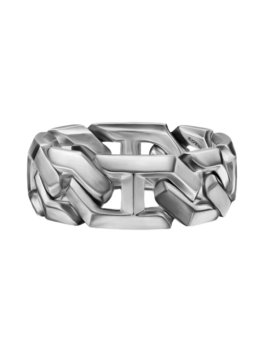 David Yurman Men's Angular Curb Chain Band Ring in Sterling Silver, 8.7mm