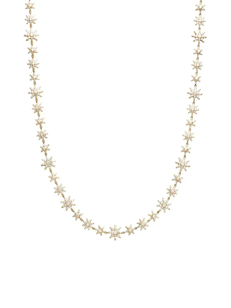 Women's Petite Starburst Tennis Necklace in 18K Yellow Gold Women's Petite Starburst Tennis Necklace in 18K Yellow Gold