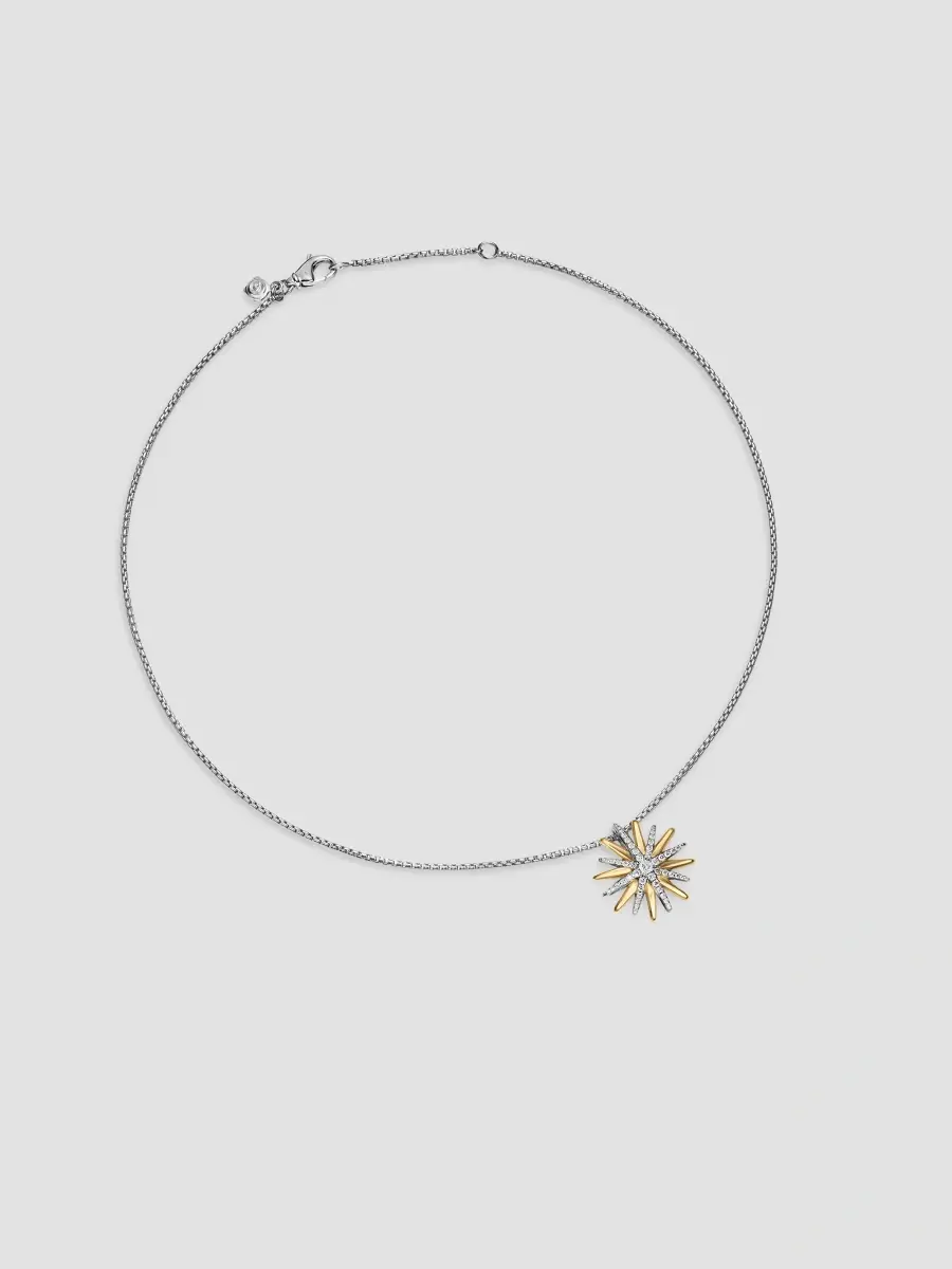 David Yurman Women's Starburst Necklace in Sterling Silver with 18K Yellow Gold with Diamonds, 21MM - Silver Multi | Thumbnail 2 David Yurman Women's Starburst Necklace in Sterling Silver with 18K Yellow Gold with Diamonds, 21MM - Silver Multi | Thumbnail 2