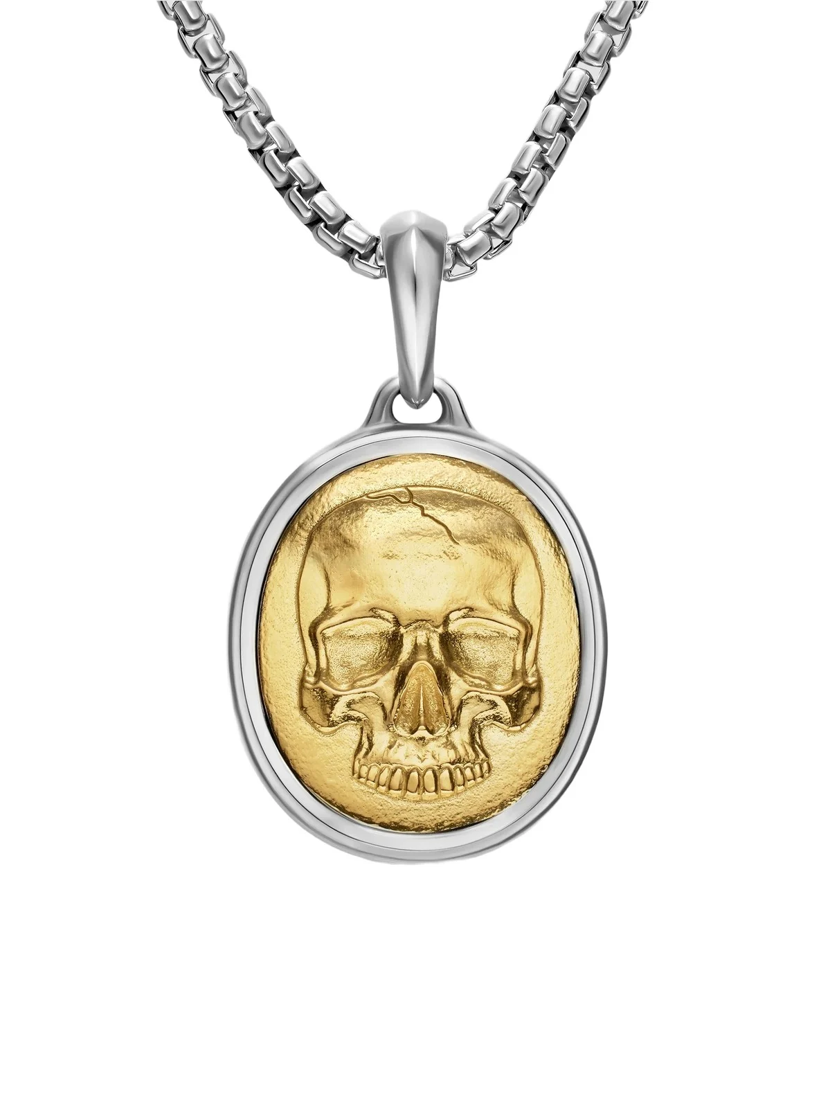 David Yurman Men's Memento Mori Skull Amulet in Sterling Silver with 14K Yellow Gold, 24MM