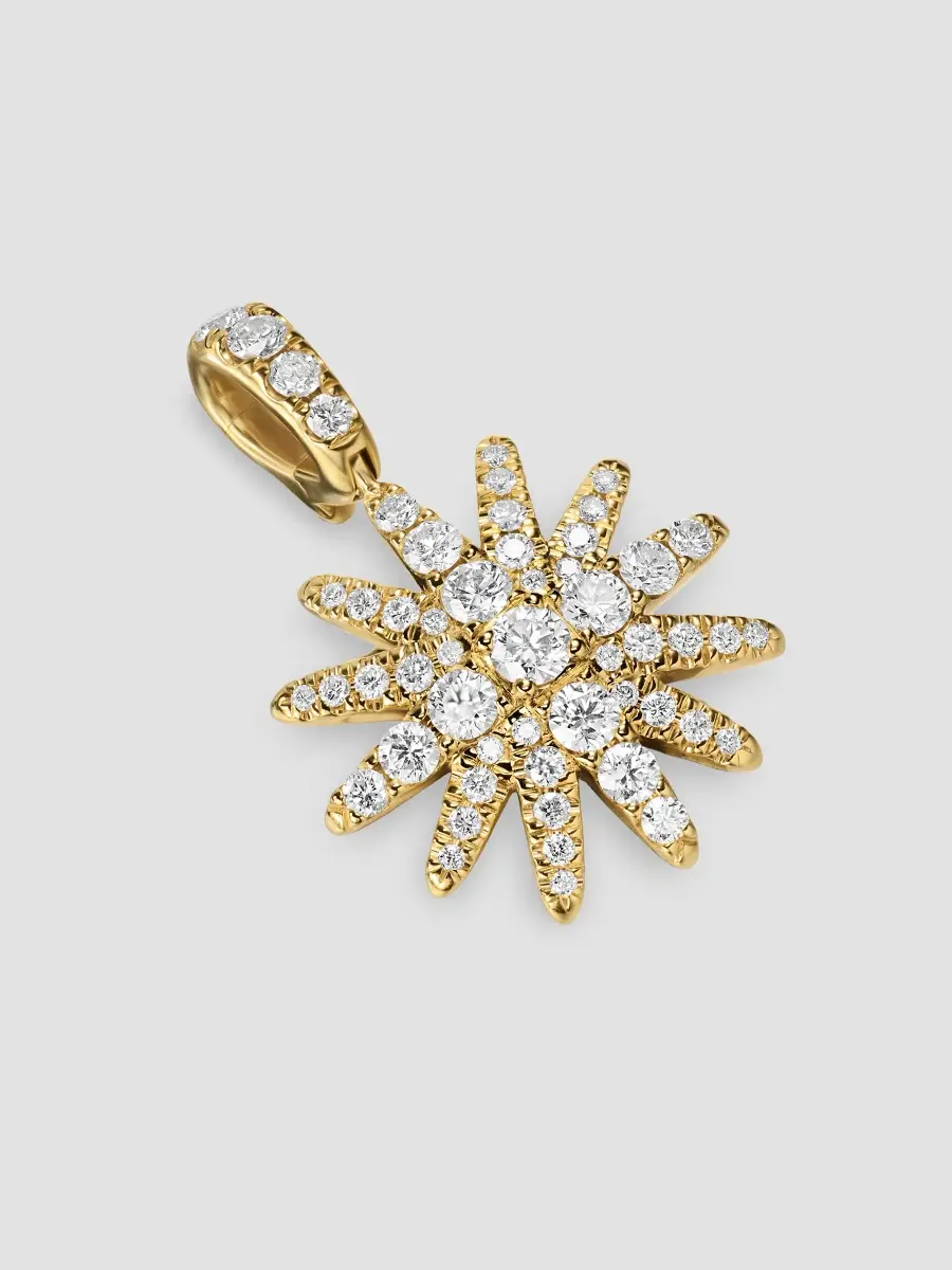 David Yurman Women's Pavé Starburst Amulet in 18K Yellow Gold with Diamonds, 15MM - Gold | Thumbnail 2 David Yurman Women's Pavé Starburst Amulet in 18K Yellow Gold with Diamonds, 15MM - Gold | Thumbnail 2