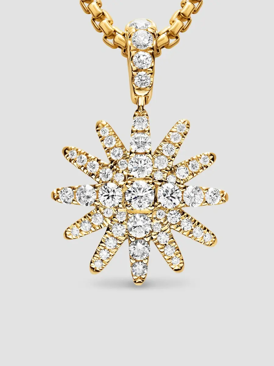 David Yurman Women's Pavé Starburst Amulet in 18K Yellow Gold with Diamonds, 15MM - Gold | Thumbnail 4 David Yurman Women's Pavé Starburst Amulet in 18K Yellow Gold with Diamonds, 15MM - Gold | Thumbnail 4