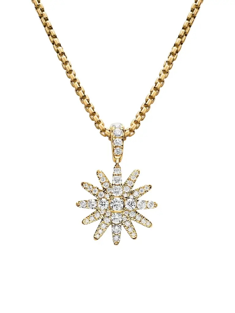 David Yurman Women's Pavé Starburst Amulet in 18K Yellow Gold with Diamonds, 15MM - Gold