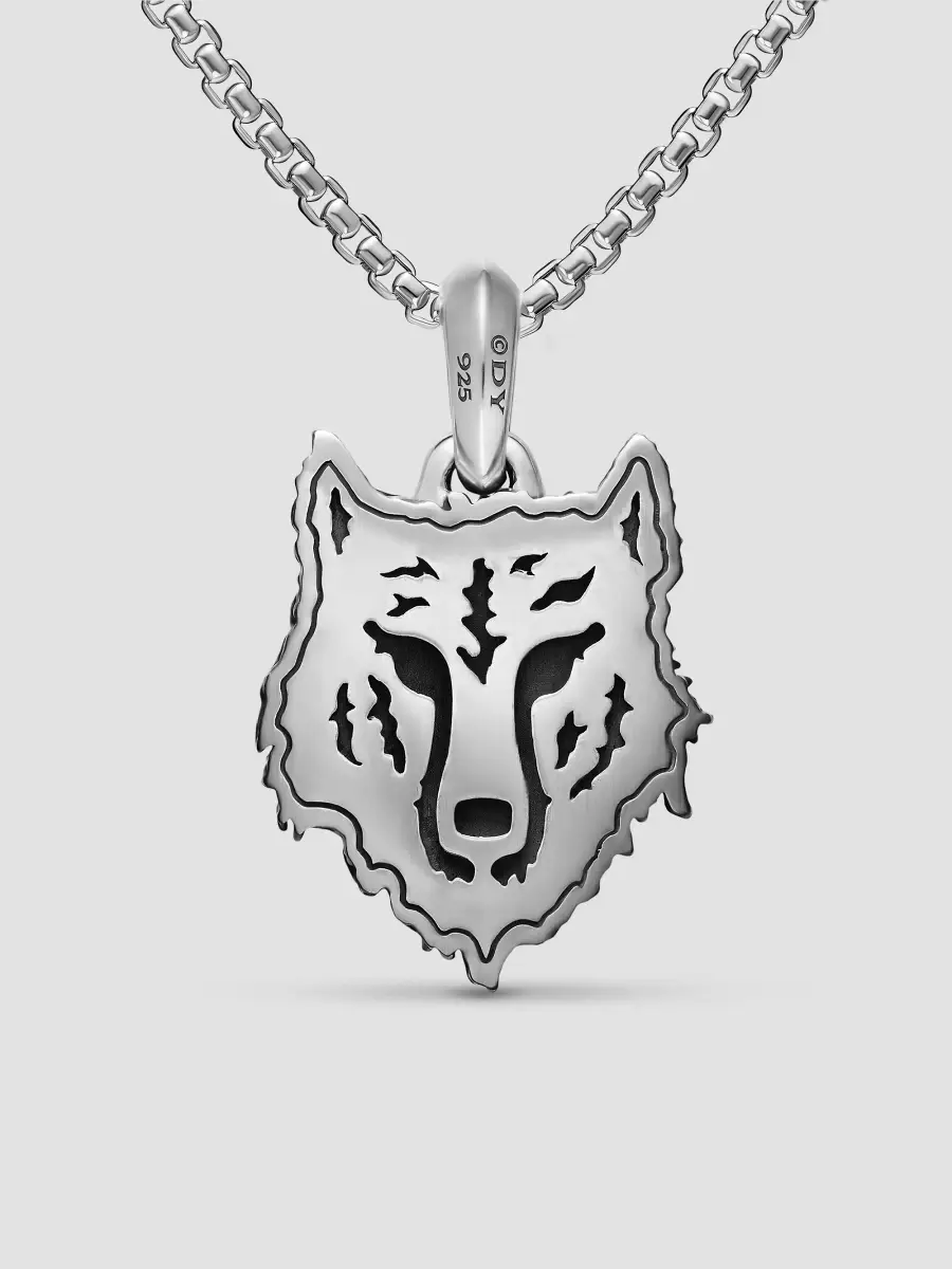 David Yurman Men's Petrvs Wolf Amulet in Sterling Silver, 26MM | Thumbnail 3