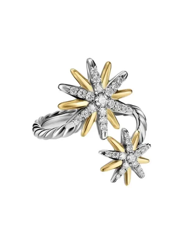 Women's Starburst Bypass Ring in Sterling Silver - Silver Multi