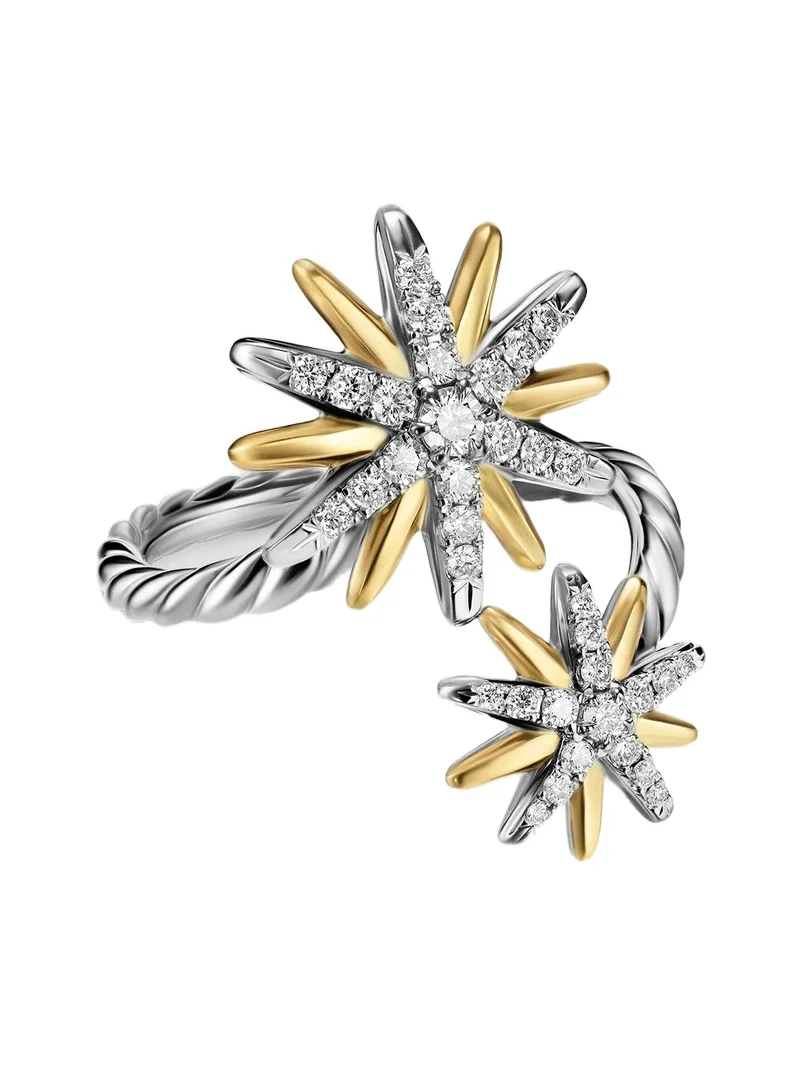 Women's Starburst Bypass Ring in Sterling Silver - Silver Multi Women's Starburst Bypass Ring in Sterling Silver - Silver Multi