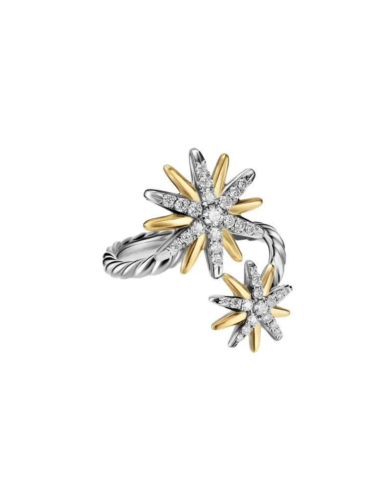 Women's Starburst Bypass Ring in Sterling Silver - Silver Multi Women's Starburst Bypass Ring in Sterling Silver - Silver Multi