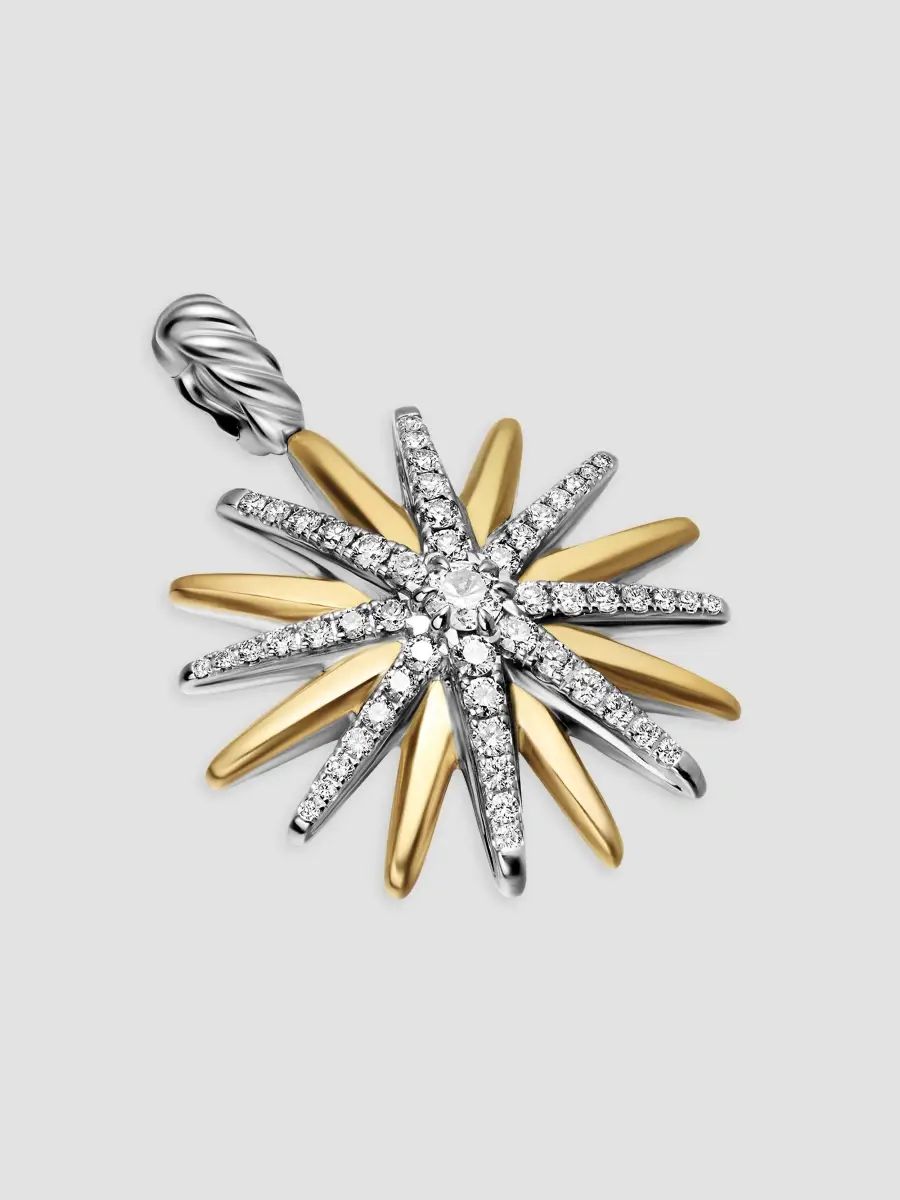 David Yurman Women's Starburst Amulet in Sterling Silver with 18K Yellow Gold with Diamonds, 25MM - Silver Multi | Thumbnail 2 David Yurman Women's Starburst Amulet in Sterling Silver with 18K Yellow Gold with Diamonds, 25MM - Silver Multi | Thumbnail 2
