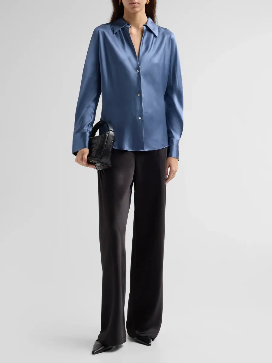 Vince Women's Silk Long-Sleeve Blouse | Thumbnail 2 Vince Women's Silk Long-Sleeve Blouse | Thumbnail 2