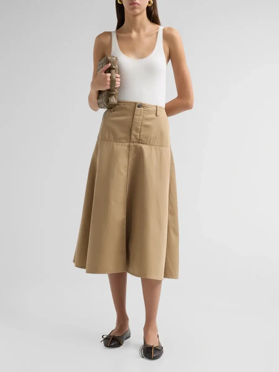 Vince Women's Washed Cotton Drop-Waist Midi Skirt | Thumbnail 2