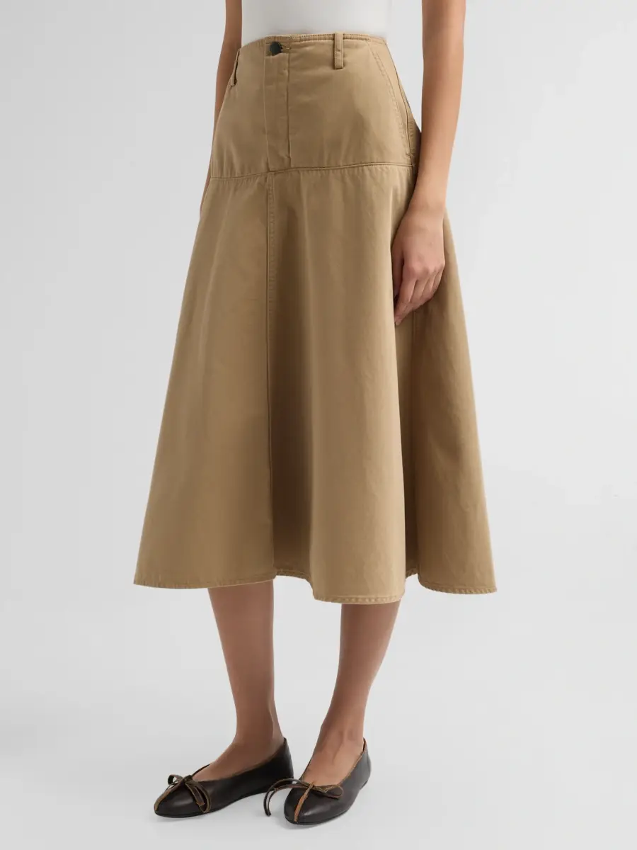 Vince Women's Washed Cotton Drop-Waist Midi Skirt | Thumbnail 4