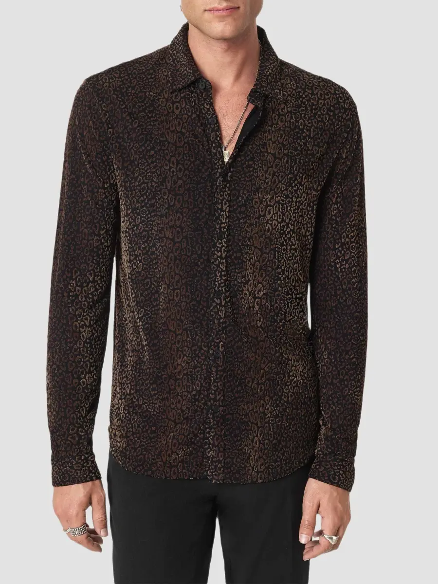 JOHN VARVATOS Men's Finchley Leopard-Print Flock Shirt | Thumbnail 4 JOHN VARVATOS Men's Finchley Leopard-Print Flock Shirt | Thumbnail 4
