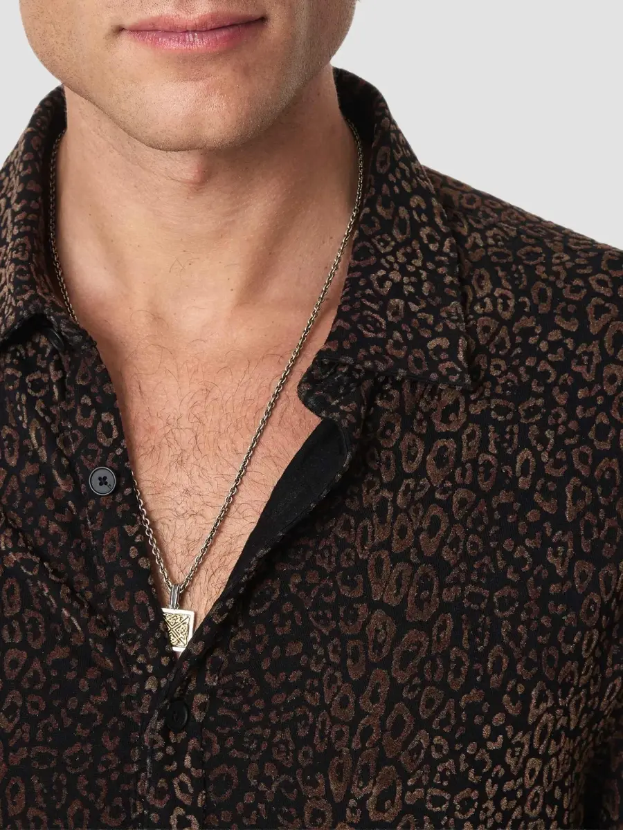 JOHN VARVATOS Men's Finchley Leopard-Print Flock Shirt | Thumbnail 5 JOHN VARVATOS Men's Finchley Leopard-Print Flock Shirt | Thumbnail 5