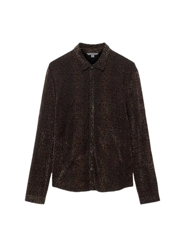 JOHN VARVATOS Men's Finchley Leopard-Print Flock Shirt