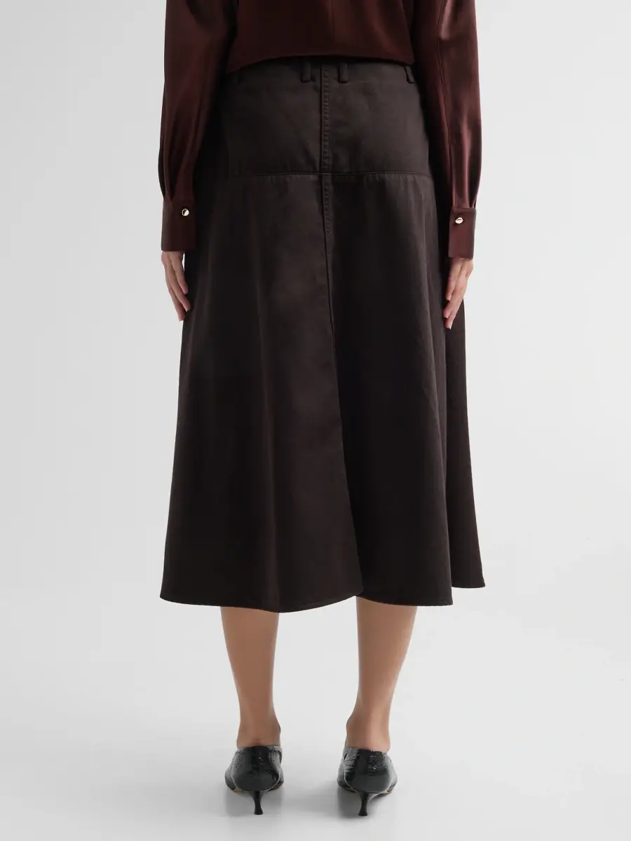 Vince Women's Washed Cotton Drop-Waist Midi Skirt | Thumbnail 3 Vince Women's Washed Cotton Drop-Waist Midi Skirt | Thumbnail 3