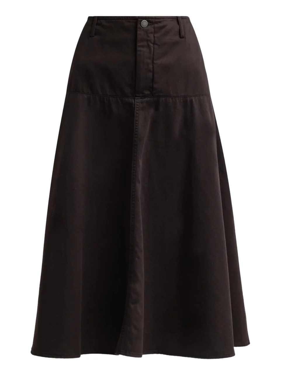 Women's Washed Cotton Drop-Waist Midi Skirt Women's Washed Cotton Drop-Waist Midi Skirt