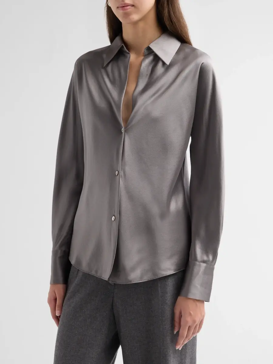 Vince Women's Silk Long-Sleeve Blouse | Thumbnail 4 Vince Women's Silk Long-Sleeve Blouse | Thumbnail 4