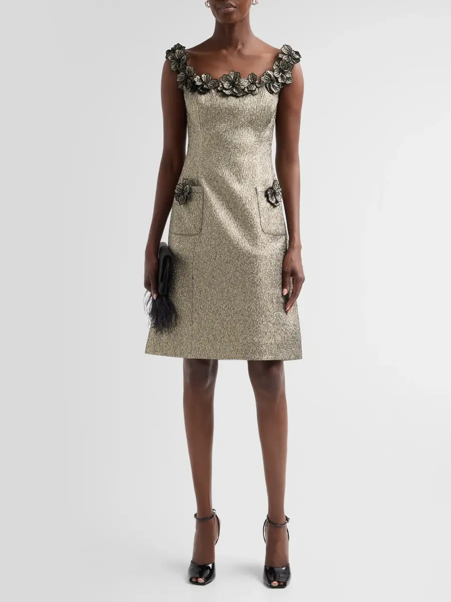 Teri Jon by Rickie Freeman Women's Metallic Jacquard Cocktail Dress | Thumbnail 2 Teri Jon by Rickie Freeman Women's Metallic Jacquard Cocktail Dress | Thumbnail 2