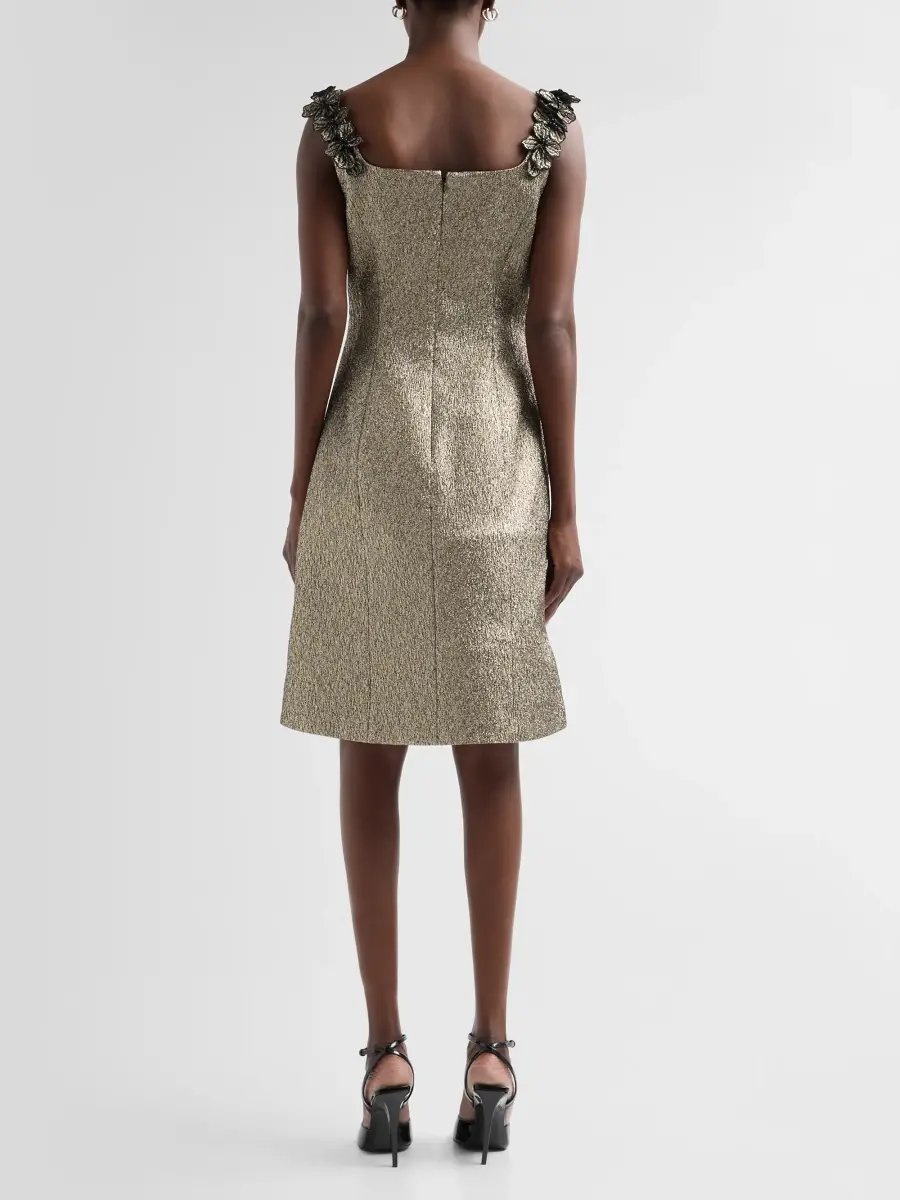 Teri Jon by Rickie Freeman Women's Metallic Jacquard Cocktail Dress | Thumbnail 3 Teri Jon by Rickie Freeman Women's Metallic Jacquard Cocktail Dress | Thumbnail 3