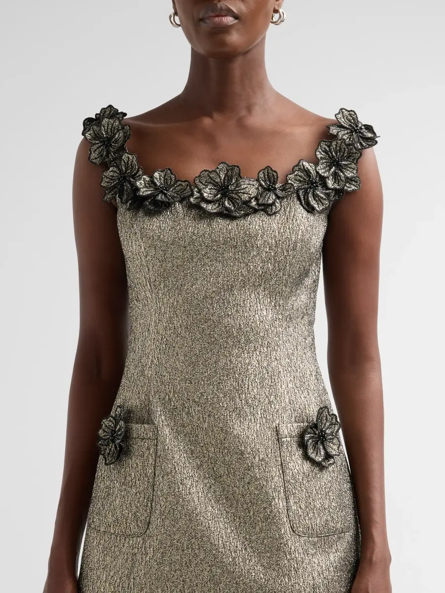 Teri Jon by Rickie Freeman Women's Metallic Jacquard Cocktail Dress | Thumbnail 5 Teri Jon by Rickie Freeman Women's Metallic Jacquard Cocktail Dress | Thumbnail 5