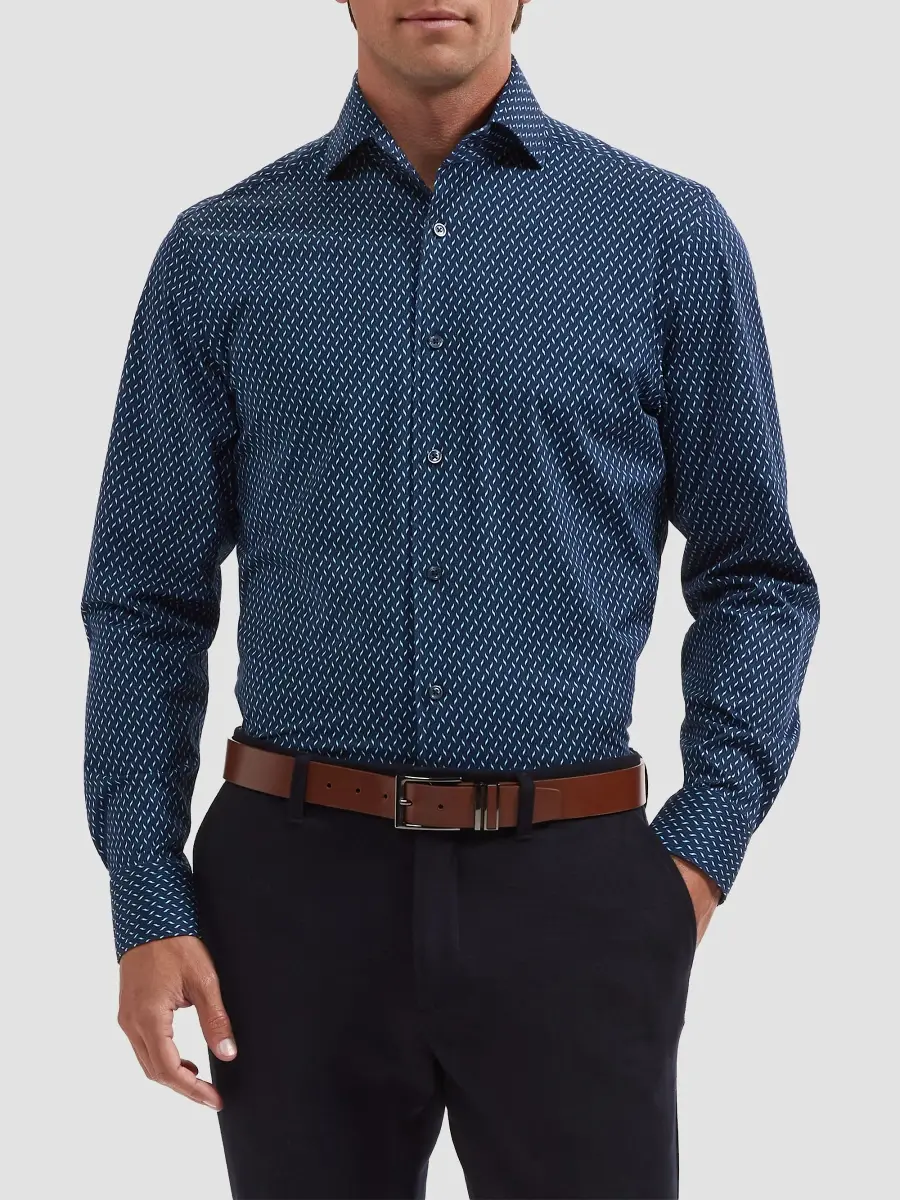 Bugatchi Men's James Geometric Wave Stretch-Cotton Button-Front Shirt | Thumbnail 4 Bugatchi Men's James Geometric Wave Stretch-Cotton Button-Front Shirt | Thumbnail 4