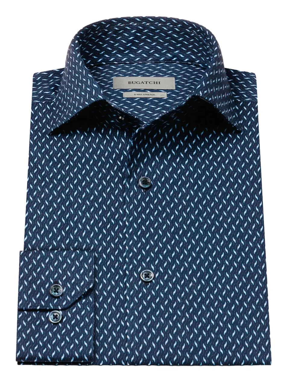Bugatchi Men's ​James Geometric Wave Stretch-Cotton Button-Front Shirt