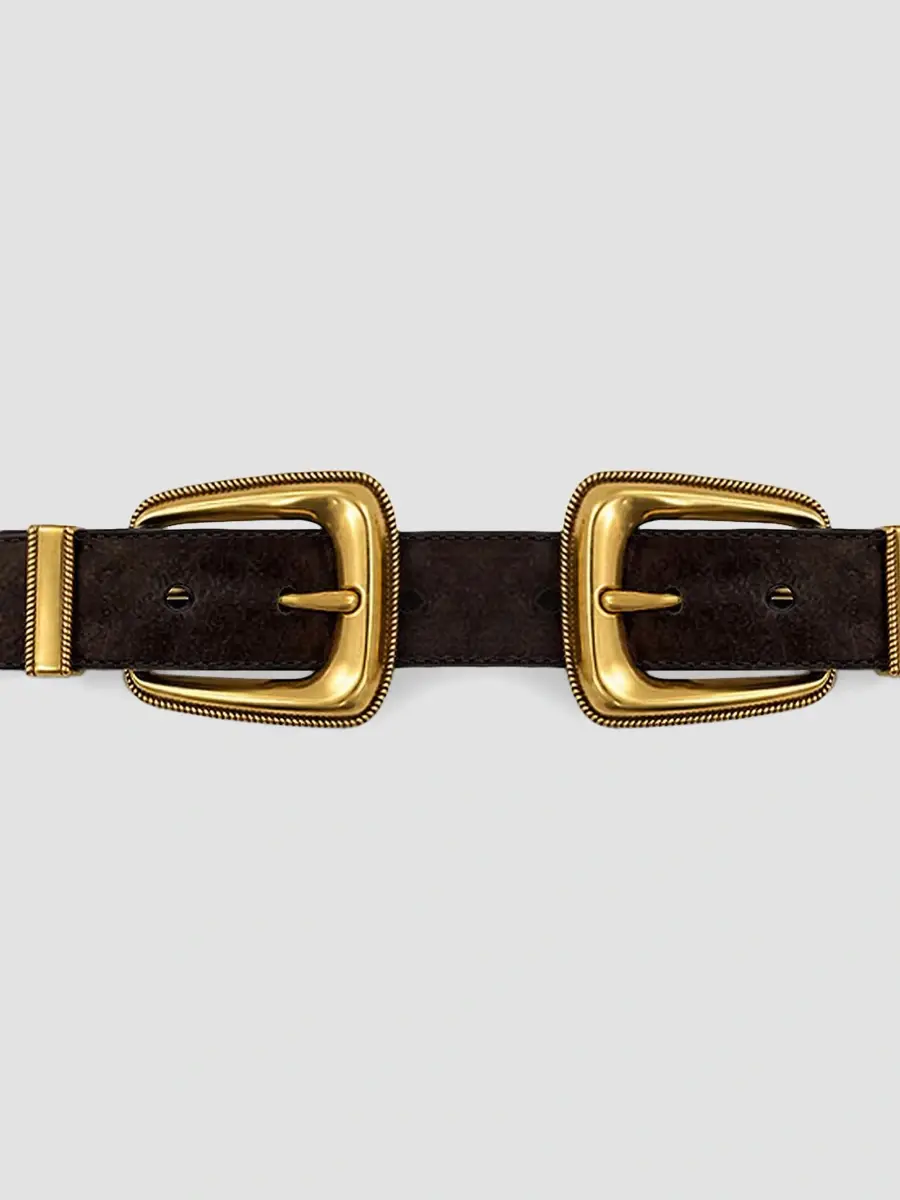 Veronica Beard Women's Arch Double-Buckle Suede Waist Belt | Thumbnail 2 Veronica Beard Women's Arch Double-Buckle Suede Waist Belt | Thumbnail 2