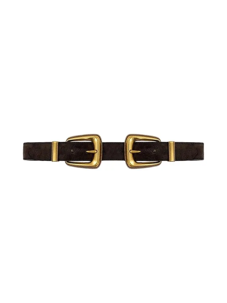 Veronica Beard Women's Arch Double-Buckle Suede Waist Belt