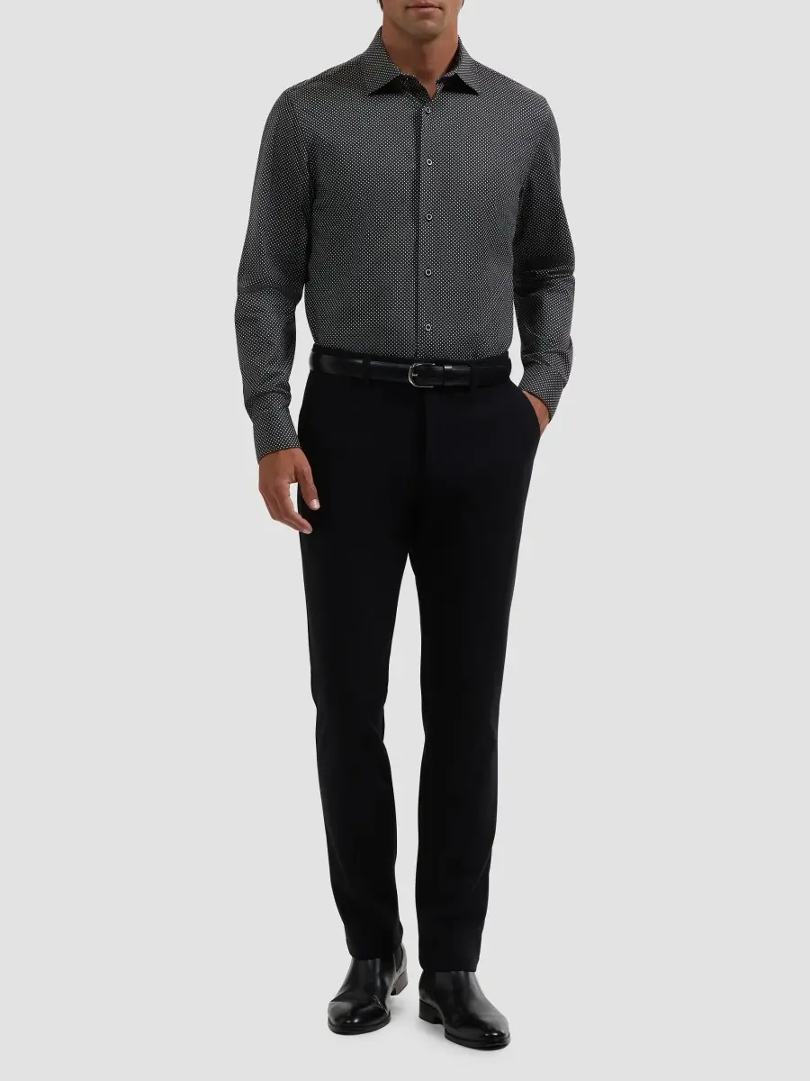 Bugatchi Men's James Geometric Diamond Check Stretch-Cotton Button-Front Shirt | Thumbnail 2 Bugatchi Men's James Geometric Diamond Check Stretch-Cotton Button-Front Shirt | Thumbnail 2
