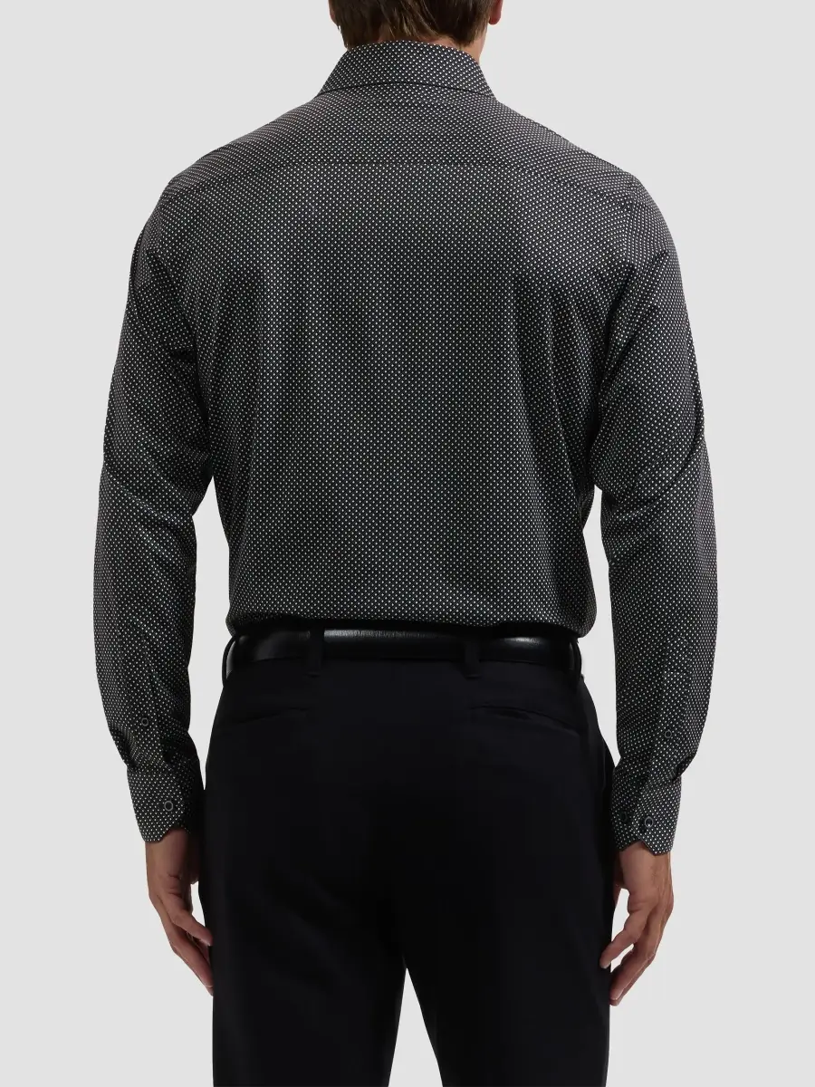 Bugatchi Men's James Geometric Diamond Check Stretch-Cotton Button-Front Shirt | Thumbnail 3 Bugatchi Men's James Geometric Diamond Check Stretch-Cotton Button-Front Shirt | Thumbnail 3