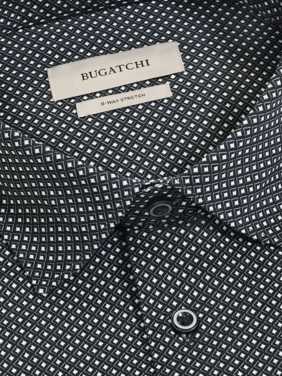 Bugatchi Men's James Geometric Diamond Check Stretch-Cotton Button-Front Shirt | Thumbnail 5 Bugatchi Men's James Geometric Diamond Check Stretch-Cotton Button-Front Shirt | Thumbnail 5