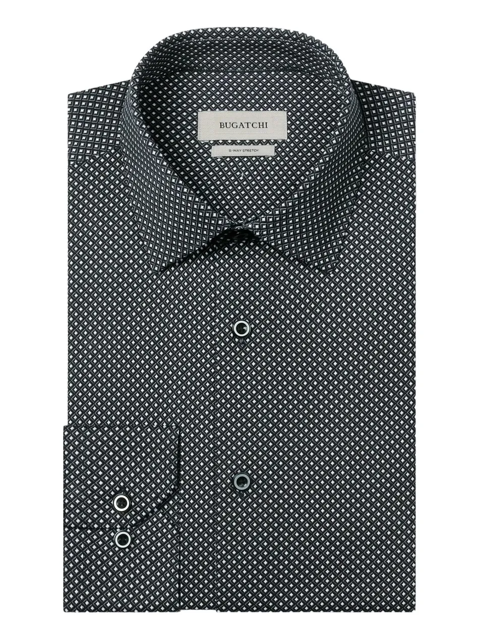 Bugatchi Men's James Geometric Diamond Check Stretch-Cotton Button-Front Shirt