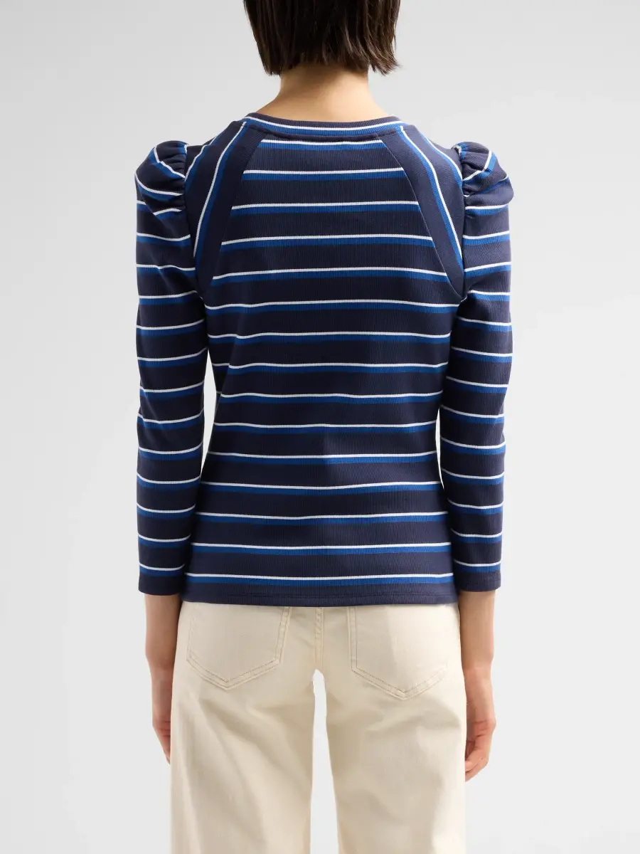 Veronica Beard Women's Delano Striped Stretch-Cotton Puff-Sleeve Top | Thumbnail 3 Veronica Beard Women's Delano Striped Stretch-Cotton Puff-Sleeve Top | Thumbnail 3