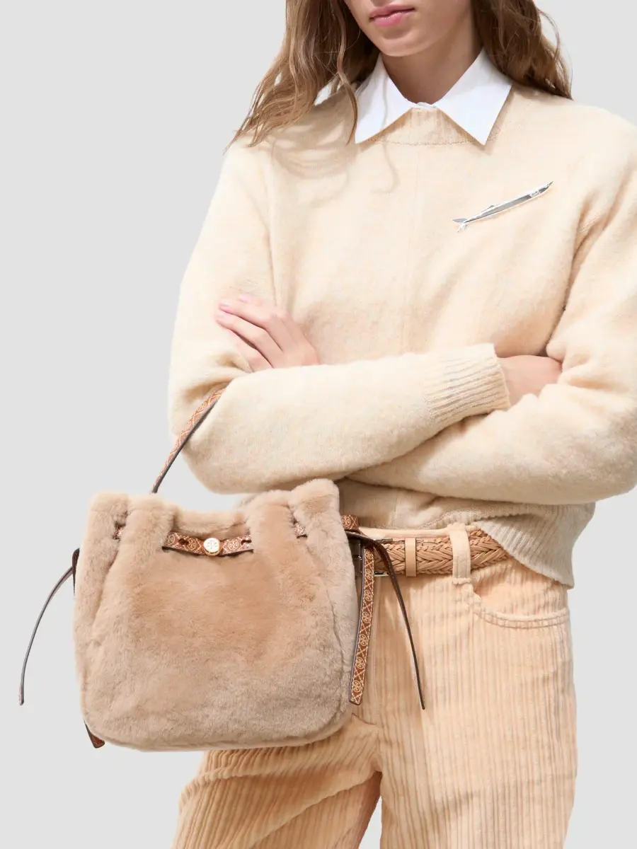 Tory Burch Women's Romy Shearling Bucket Bag | Thumbnail 2