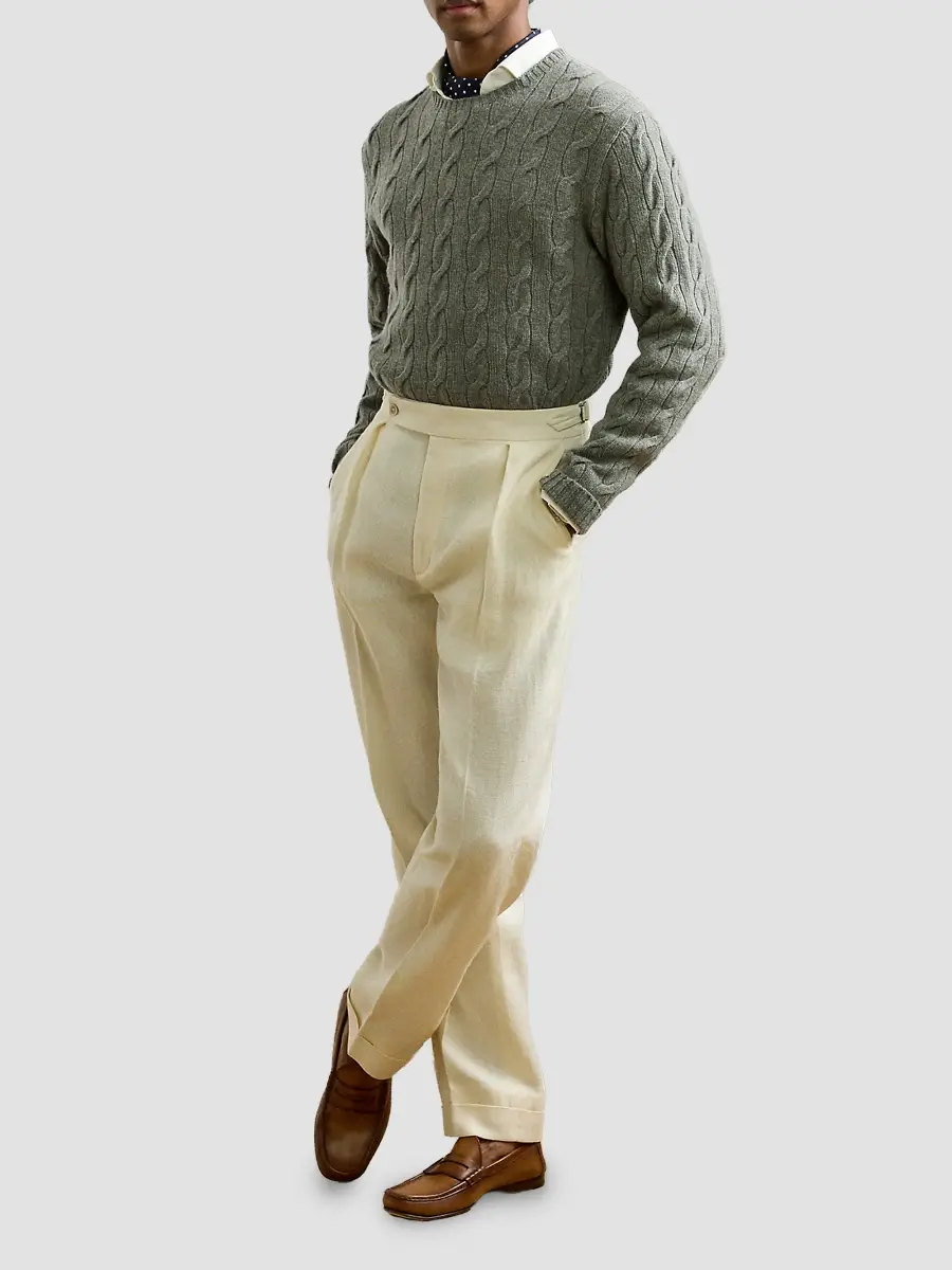 Ralph Lauren Purple Label Men's Cable-Knit Cashmere Crewneck Sweater | Thumbnail 2 Ralph Lauren Purple Label Men's Cable-Knit Cashmere Crewneck Sweater | Thumbnail 2